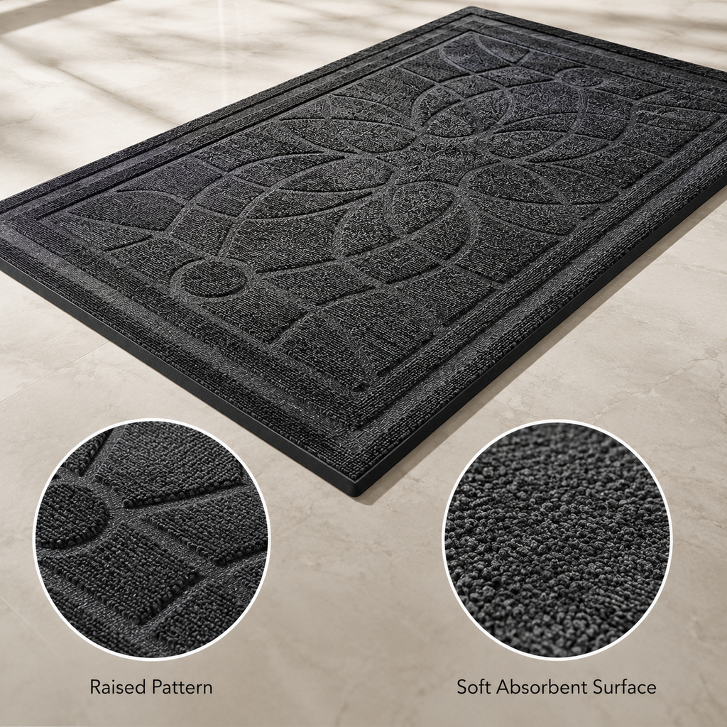Customizable 2-Pack Polypropylene Door Mats with Rubber Backing Non-Slip Washable Entryway Rugs