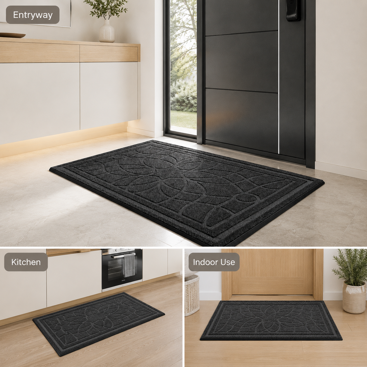 Customizable 2-Pack Polypropylene Door Mats with Rubber Backing Non-Slip Washable Entryway Rugs