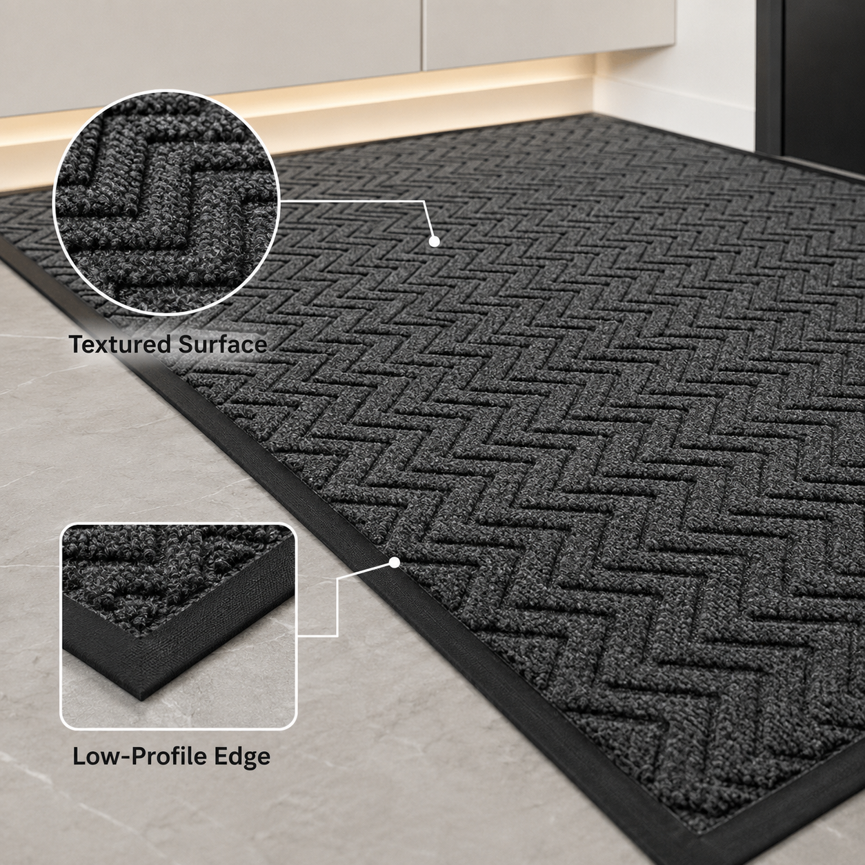 2-Pack Polypropylene Door Mats | Non-Slip Rubber Backing Entryway Rugs