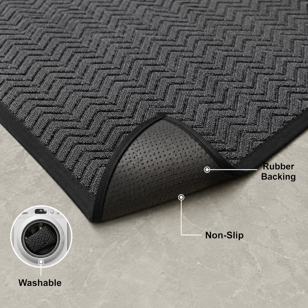 2-Pack Polypropylene Door Mats | Non-Slip Rubber Backing Entryway Rugs