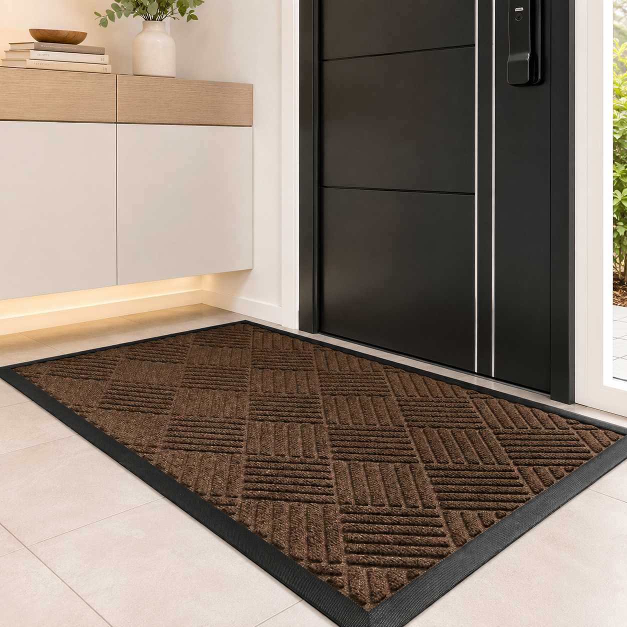 2-Pack Polypropylene Door Mats with Non-Slip Rubber Backing | Washable Entryway Rugs
