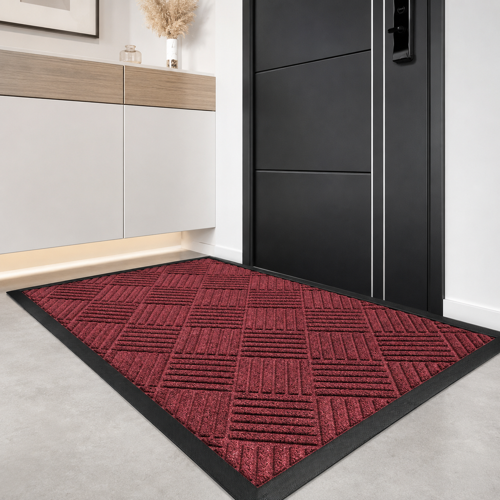 2-Pack Polypropylene Door Mats with Non-Slip Rubber Backing | Washable Entryway Rugs