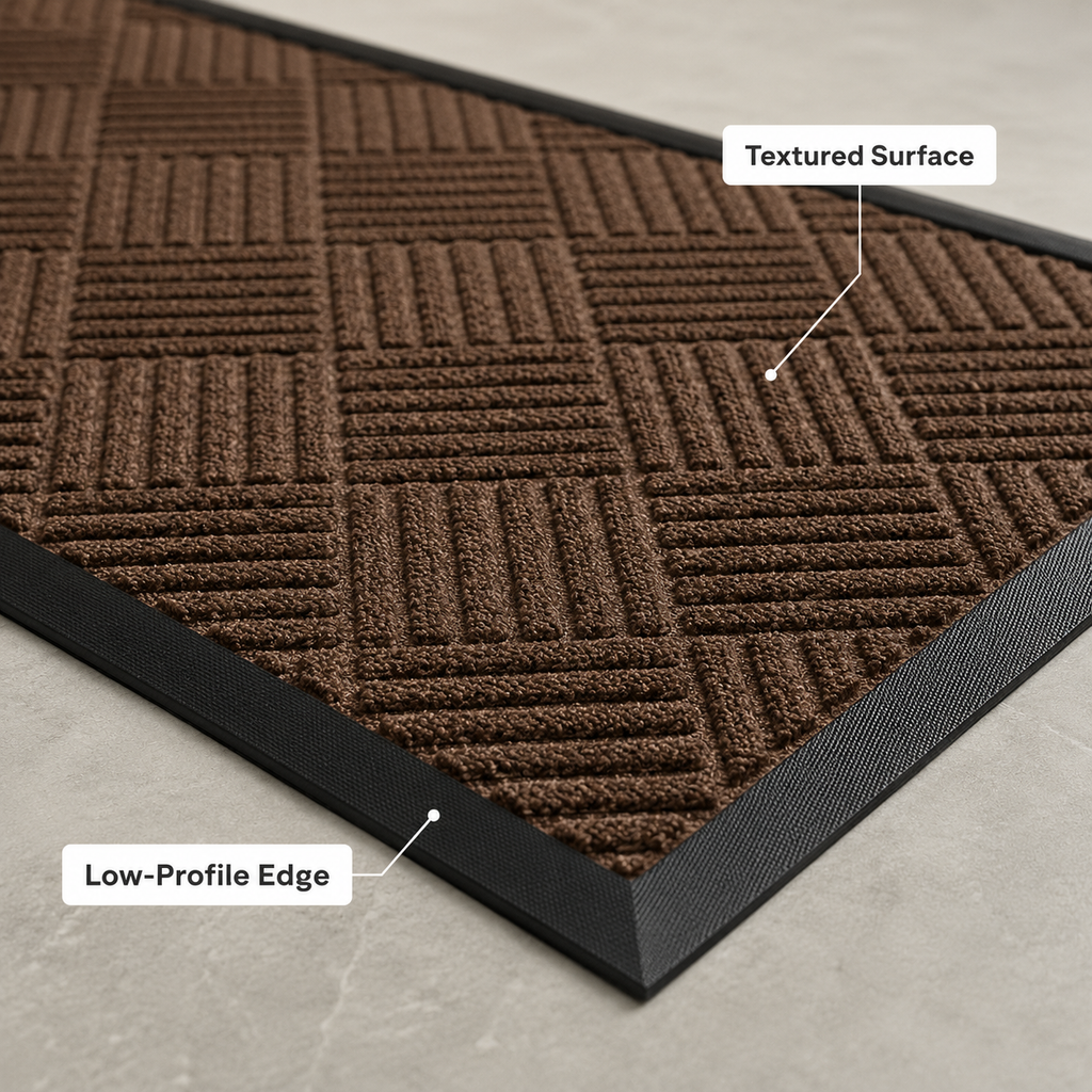 2-Pack Polypropylene Door Mats with Non-Slip Rubber Backing | Washable Entryway Rugs