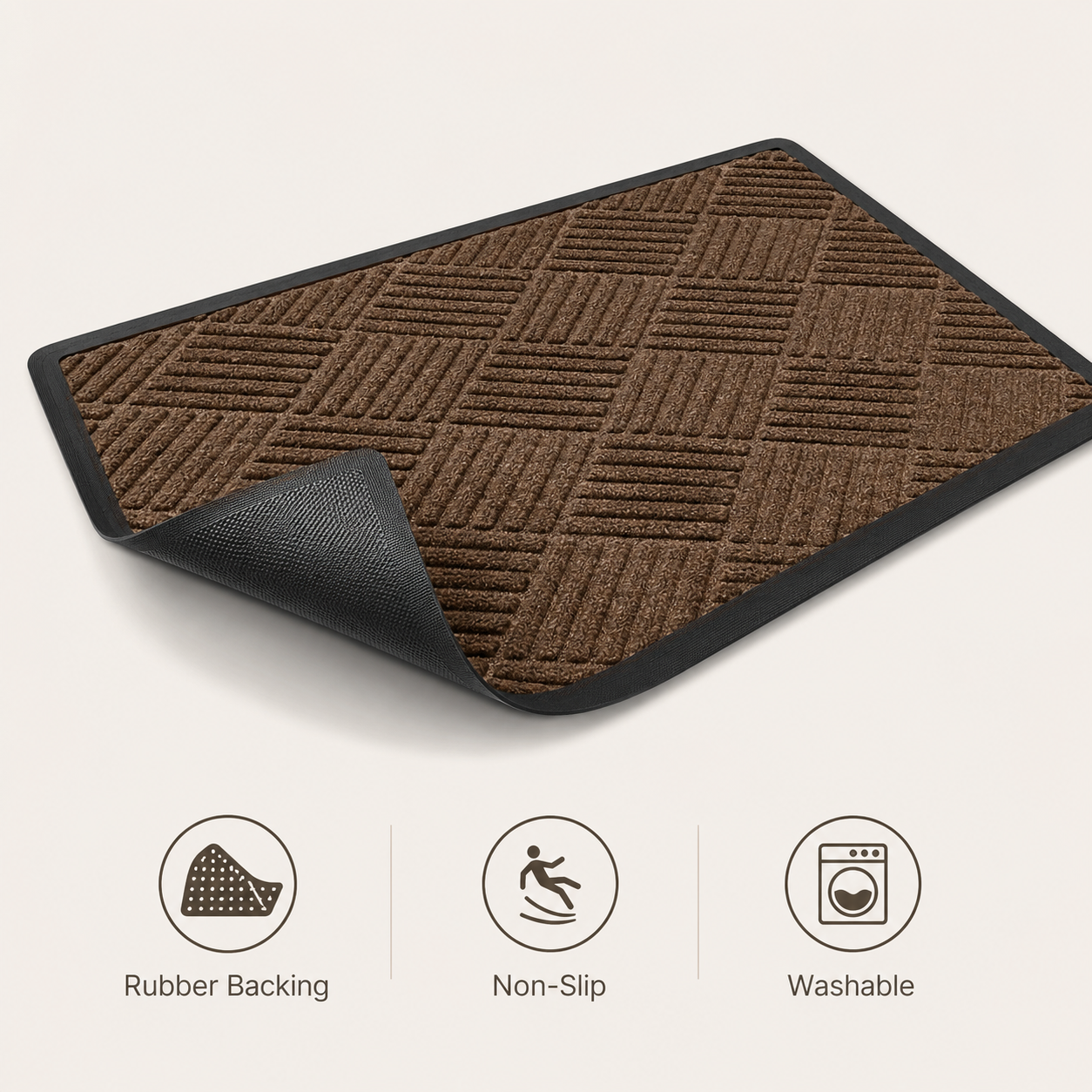 2-Pack Polypropylene Door Mats with Non-Slip Rubber Backing | Washable Entryway Rugs