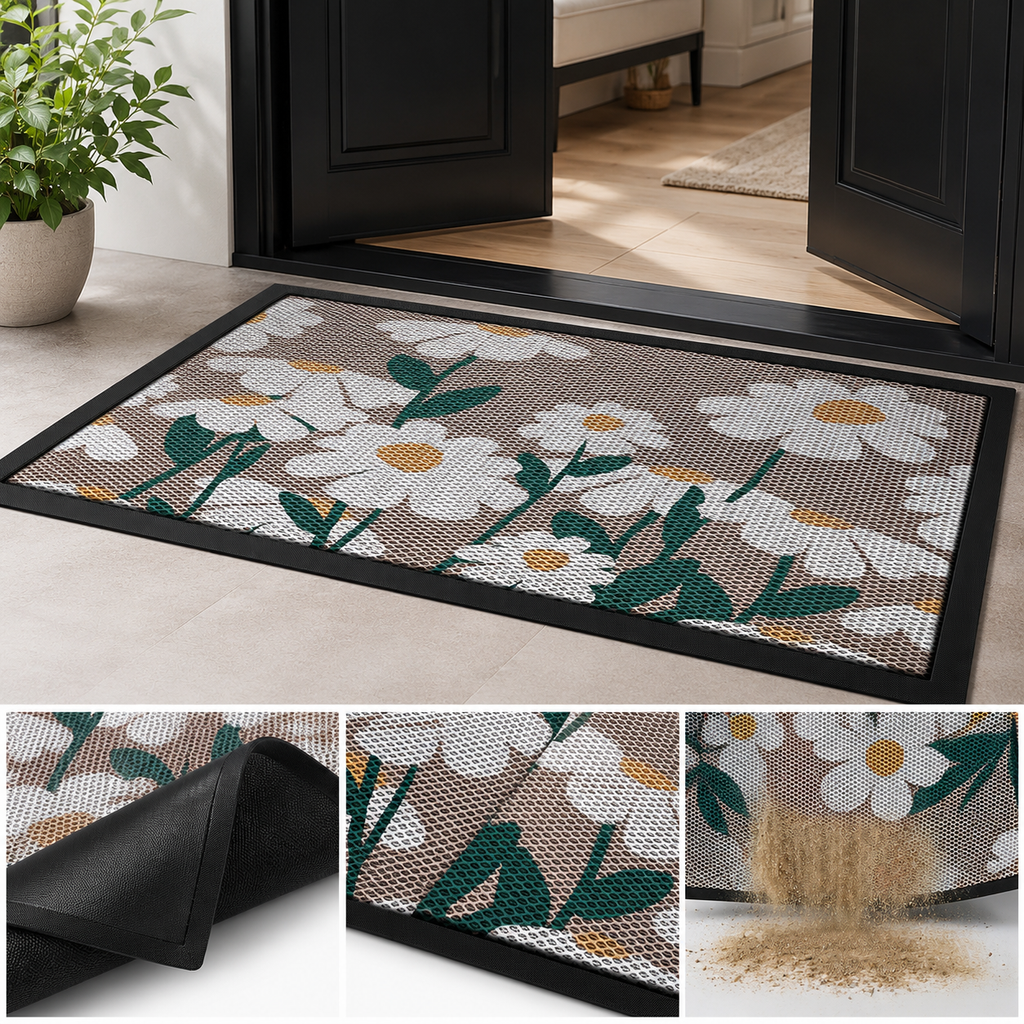 2-Pack Nylon Filament Door Mats with Non-Slip Rubber Backing Customizable Entryway Rugs