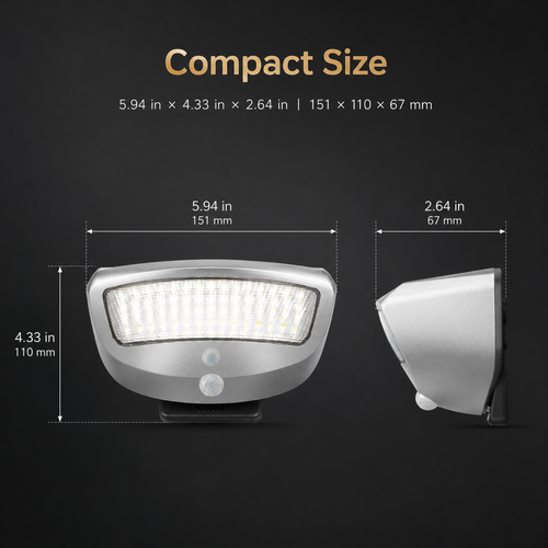 2-Pack All-Metal Solar Motion Sensor Wall Lights – IP65 Outdoor LED Lights