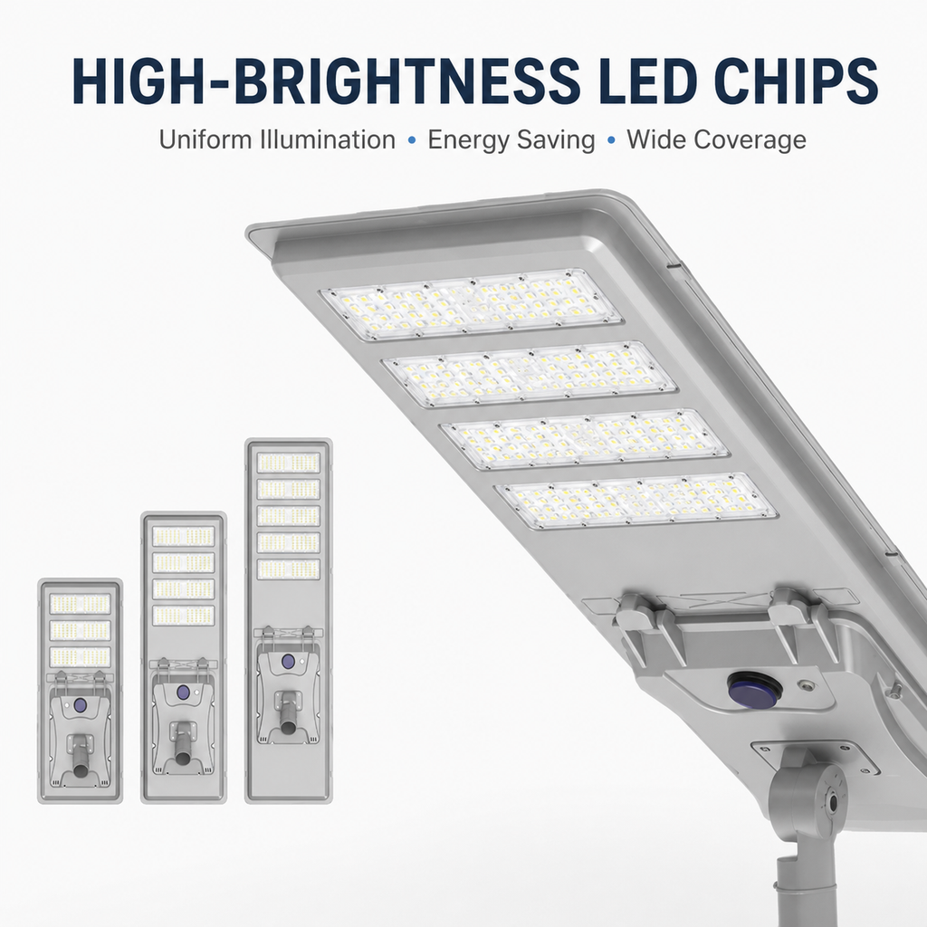 Commercial All-in-One Solar LED Street Light with Philips LED Chips – 100W/150W/200W/250W