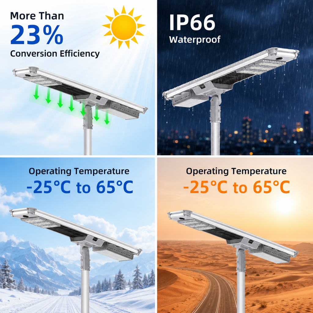 200W All-in-One Solar Street Light with 200 LEDs, Motion Sensor, Light Sensor and IP66 Waterproof Housing