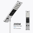 200W All-in-One Solar Street Light with 200 LEDs, Motion Sensor, Light Sensor and IP66 Waterproof Housing