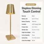 Rechargeable Cordless Table Lamp with Touch Dimming, Portable Camping Light for Poolside, Patio Decor and Night Light