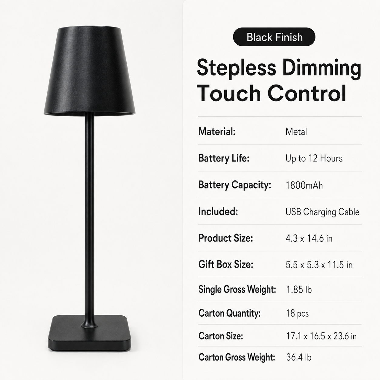 Rechargeable Cordless Table Lamp with Touch Dimming, Portable Camping Light for Poolside, Patio Decor and Night Light
