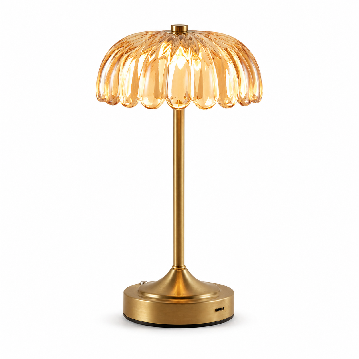 Amber Glass Cordless Table Lamp – Touch Dimmable 3-CCT Decorative Night Light