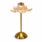 Rechargeable Amber Glass Table Lamp – Touch Dimmable 3-CCT Night Light for Bedroom, Bar & Poolside Decor