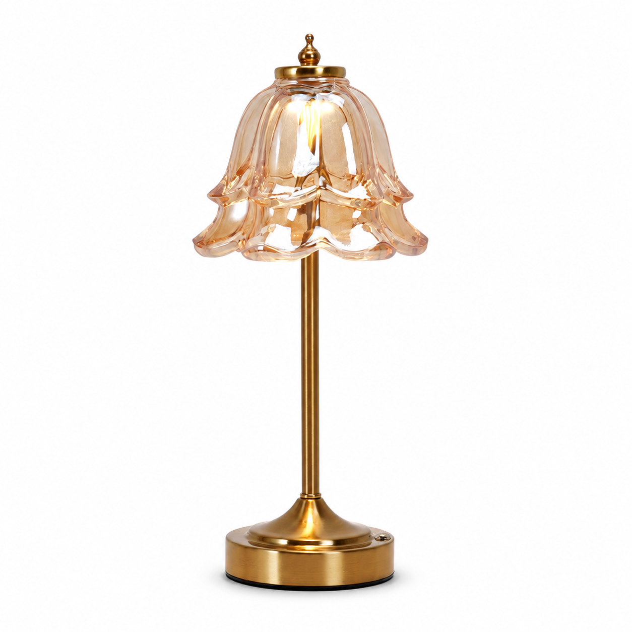 Rechargeable Amber Glass Table Lamp – Touch Dimmable 3-CCT Night Light for Bedroom, Bar & Poolside Decor