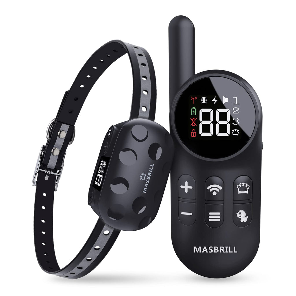 MASBRILL Dog Training Collar 2 in1 Dog Shock Training Collar with Remote for Medium Large Dogs Rechargeable Waterproof Dog Collar with 3 Training Modes Set Up to 1000Ft Remote Distance